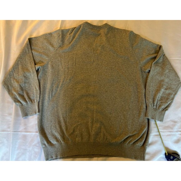 LL Bean Sweater Mens XXL Grey Cotton Cashmere Blend V Neck Pullover Soft  274603 - Picture 5 of 9